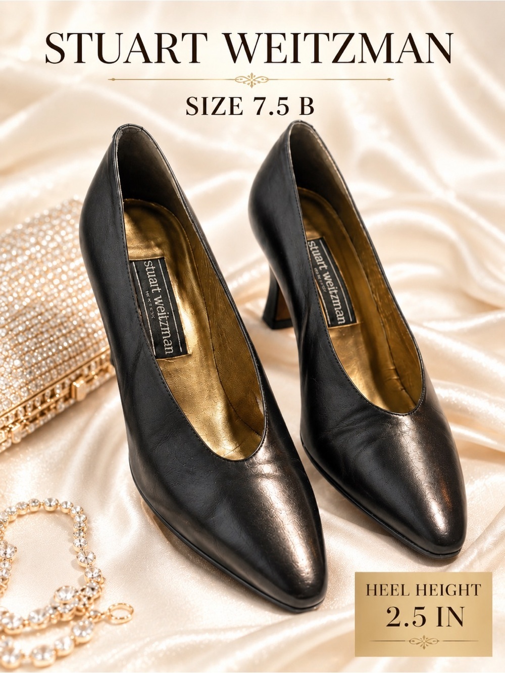 Stuart Weitzman Brown Leather Pointed Toe Pumps Heels Size 7.5 B